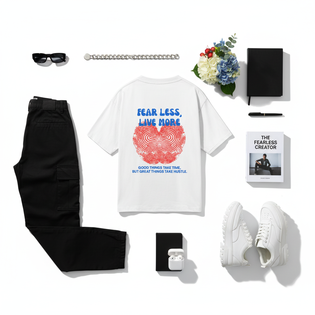 Fear Less Live More Flat Lay