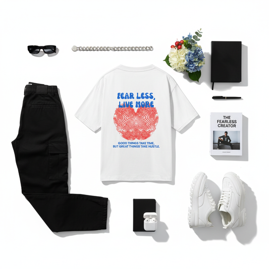 Fear Less Live More Flat Lay