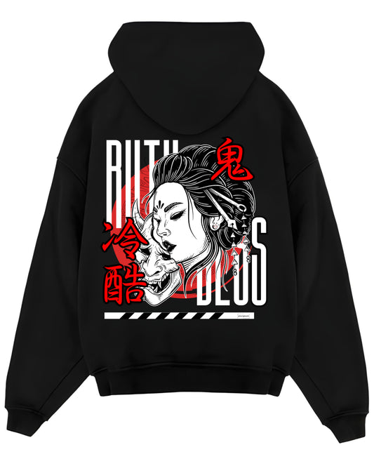 'Oni' Unisex Oversized Anime Street Zipper Hoodie