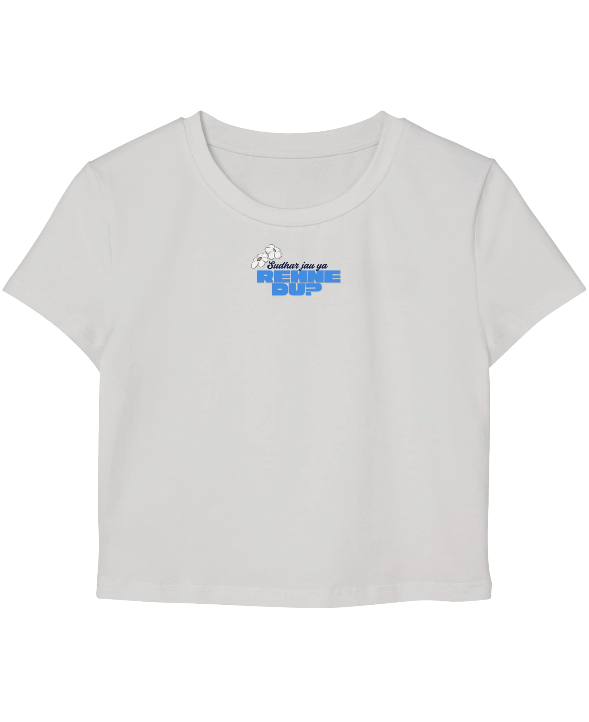 White Baby Tee Front Design