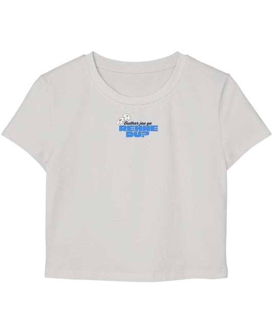 White Baby Tee Front Design