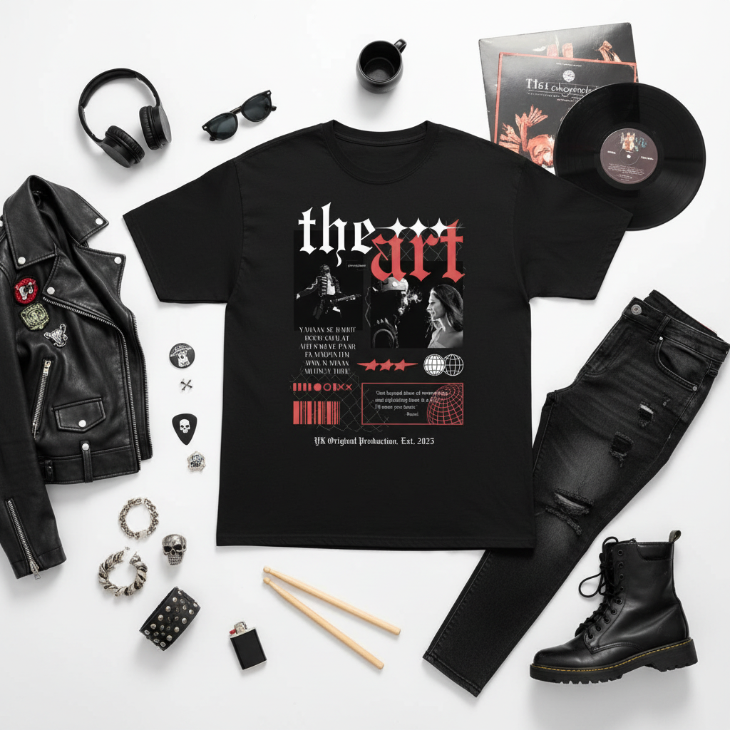 Premium Rockstar flat lay with rock & roll accessories