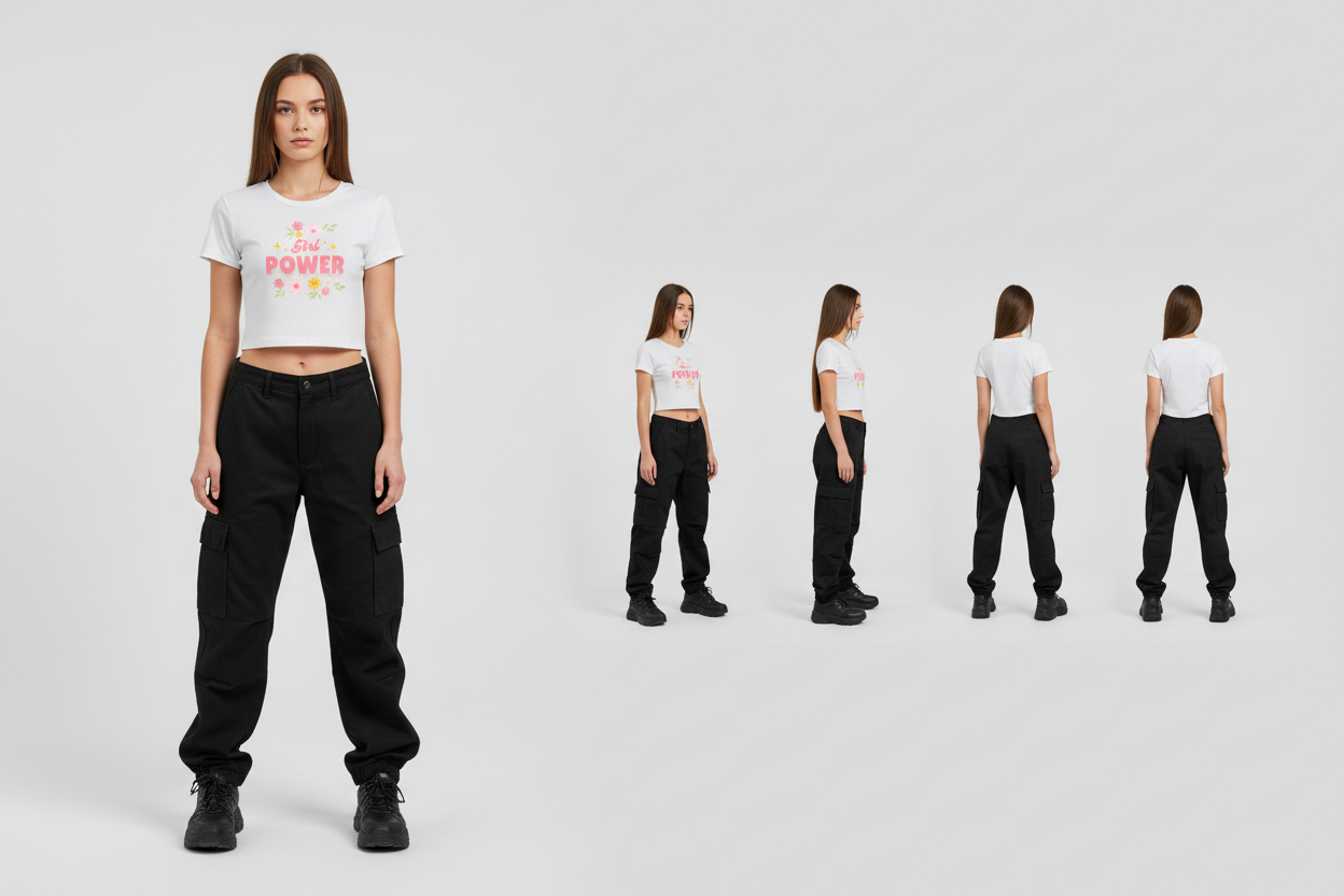 Women's Baby Tee Girl Power White